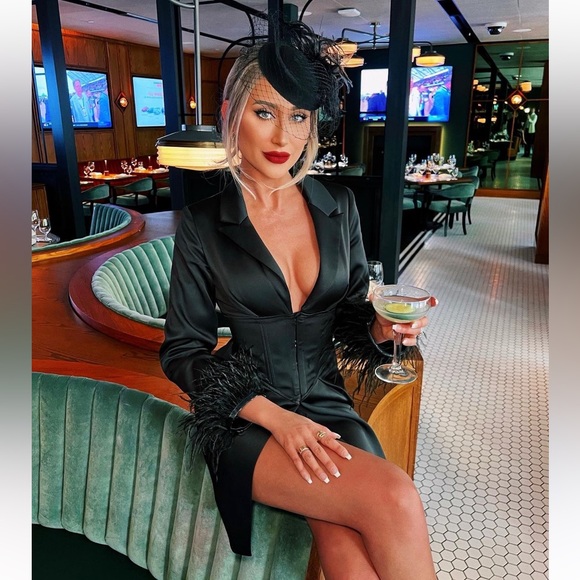 Fashion Nova Dresses & Skirts - Black Blazer with Feathers 🖤